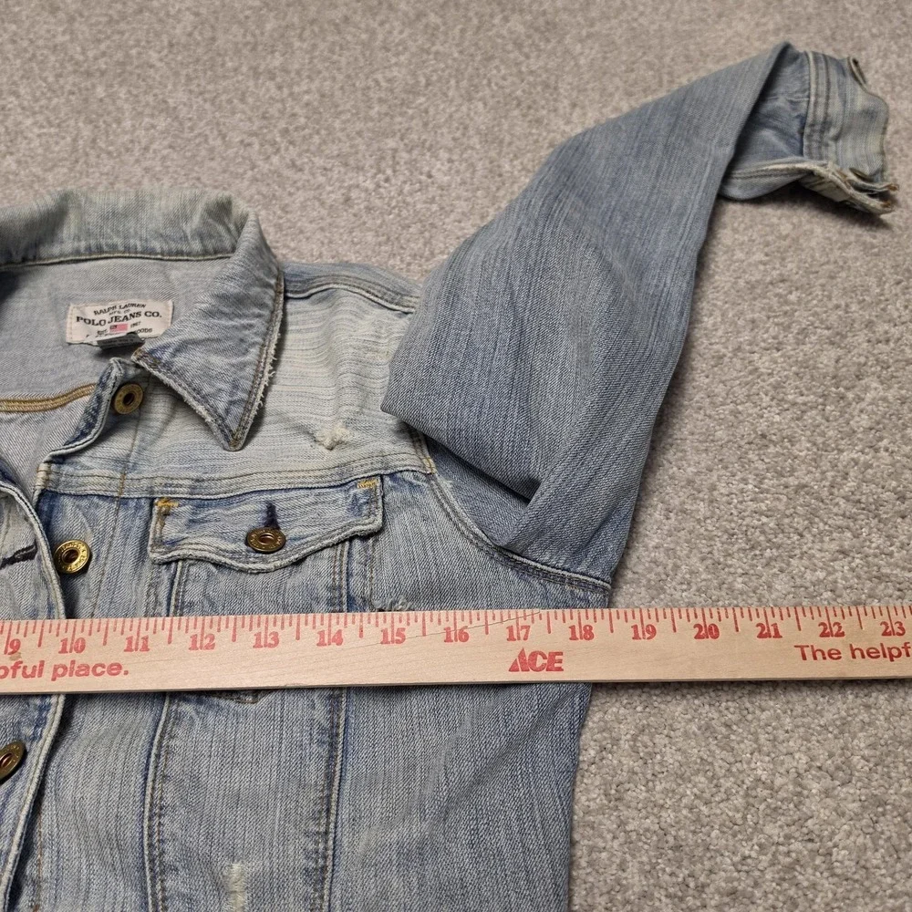 Polo Jeans Co Denim Jacket Women's MED Lydia Distressed Ralph Lauren Jean Jacket - Picture 6 of 7